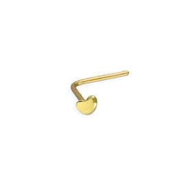 Piercing de nez en forme de L en or 9 carats 22Ga en forme de cœur