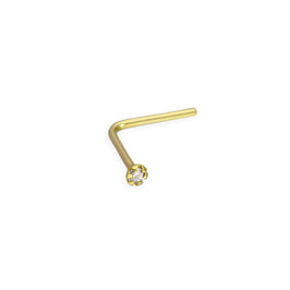 Clou de nez en forme de L en or 9 carats et diamant 0,015 carat, calibre 22