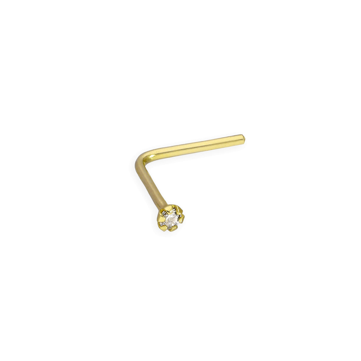 Clou de nez en forme de L en or 9 carats et diamant 0,015 carat, calibre 22