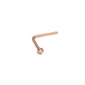 Clou de nez en forme de L en or rose 9 carats et diamant 0,015 carat, calibre 22