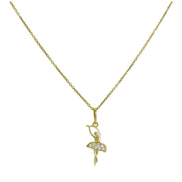 Collier pendentif ballerine en or 9 carats et cristaux CZ transparents, 40 à 50 cm
