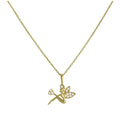 Collier pendentif fée en or 9 carats et cristaux CZ transparents, 40 à 50 cm