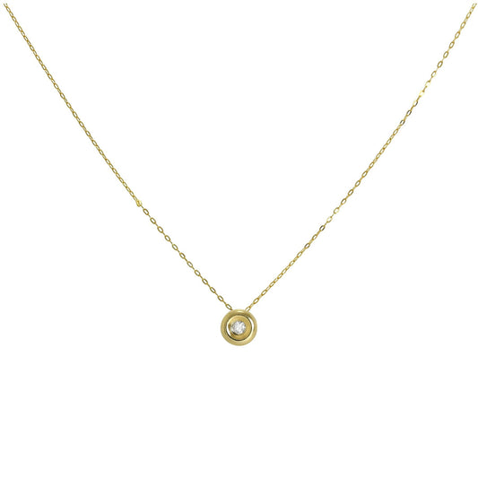 Perle ronde en or 9 carats et diamant 0,019 carat sur chaîne fine de 40 cm