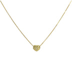 Perle en forme de cœur en or 9 carats et diamant 0,006 carat sur une fine chaîne de 43 cm