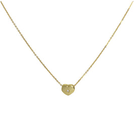 Perle en forme de cœur en or 9 carats et diamant 0,006 carat sur une fine chaîne de 43 cm