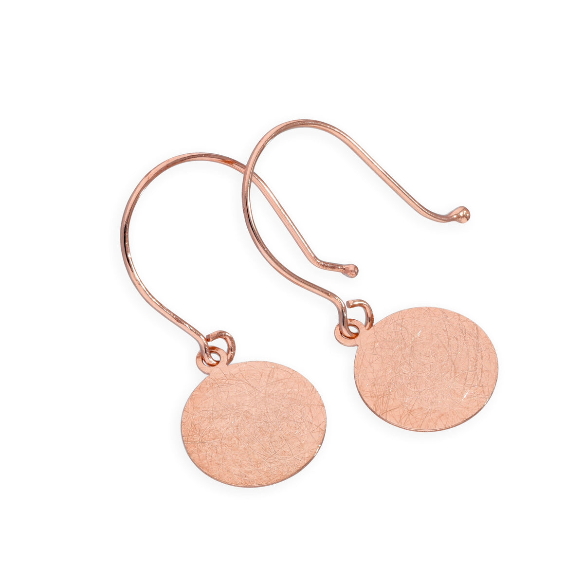 Boucles d'oreilles hameçons en or rose 9 carats brossé