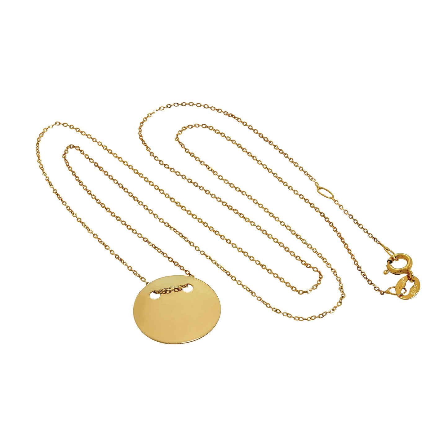 Collier cercle gravable en or 9 carats de 40 cm