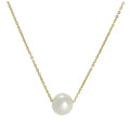 Collier gourmette fin en or 9 carats et perles de 6 mm, 40 cm