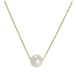 Collier gourmette fin en or 9 carats et perles de 6 mm, 40 cm