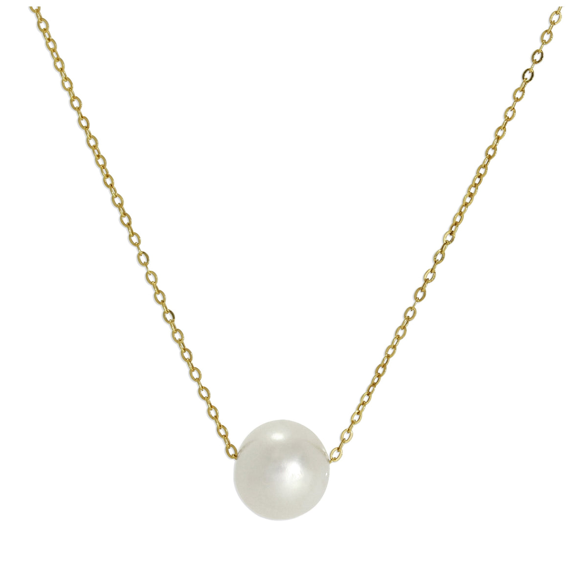 Collier gourmette fin en or 9 carats et perles de 6 mm, 40 cm