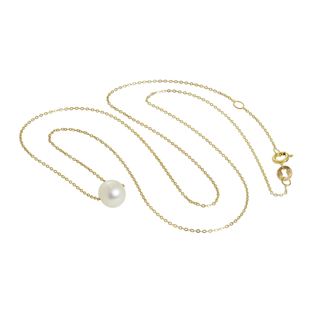 Collier gourmette fin en or 9 carats et perles de 6 mm, 40 cm