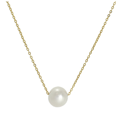 Collier gourmette fin en or 9 carats et perles de 6 mm, 16 pouces