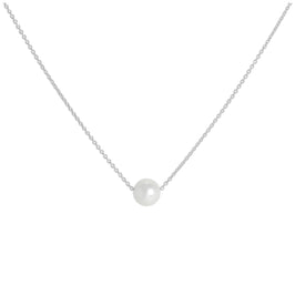 Collier en or blanc 9 carats et perles de 5 mm, 43 cm