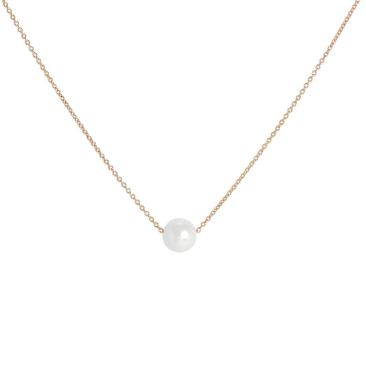 Collier en or rose 9 carats et perles de 5 mm, 43 cm