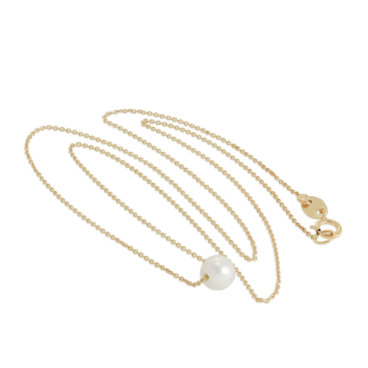 Collier en or rose 9 carats et perles de 5 mm, 43 cm