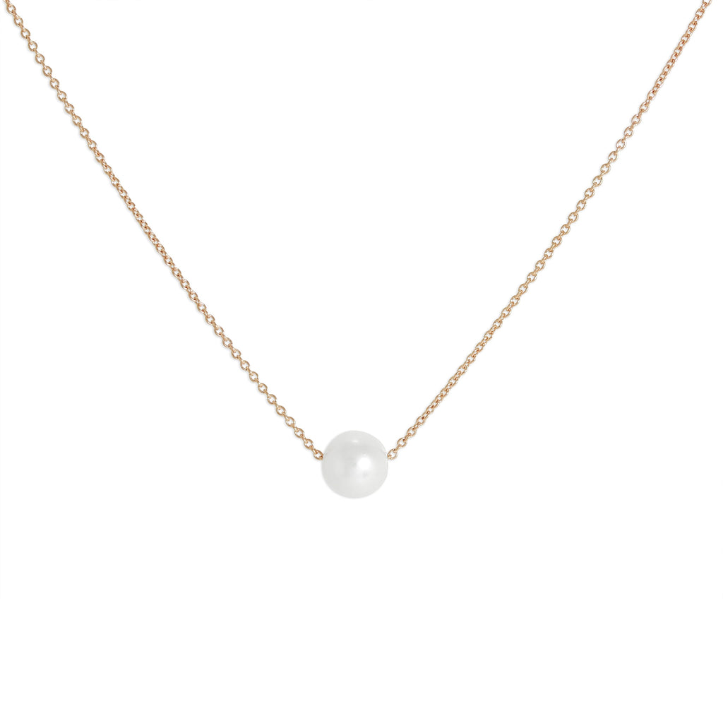 Collier en or rose 9 carats et perles de 5 mm, 43 cm