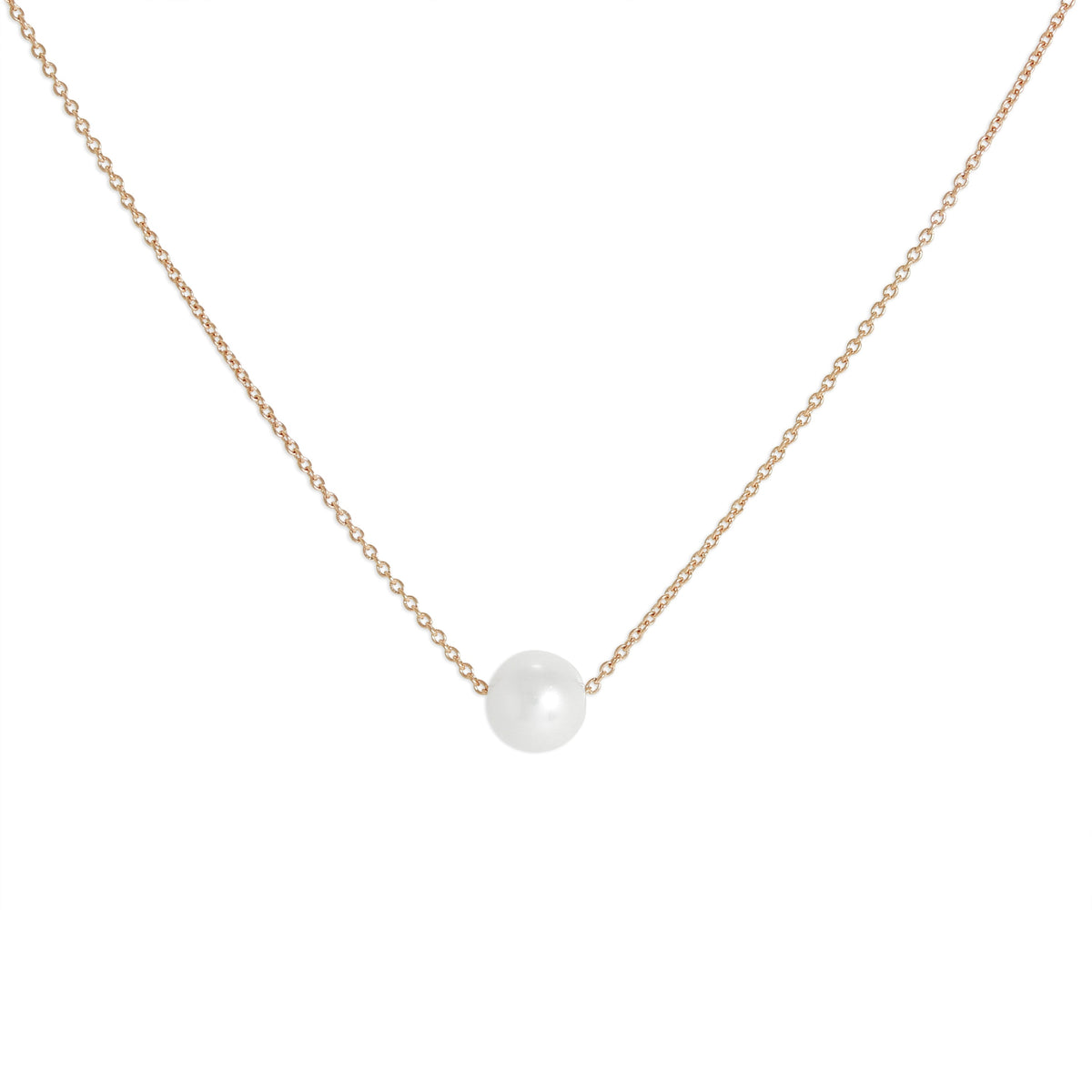 Collier en or rose 9 carats et perles de 5 mm, 43 cm