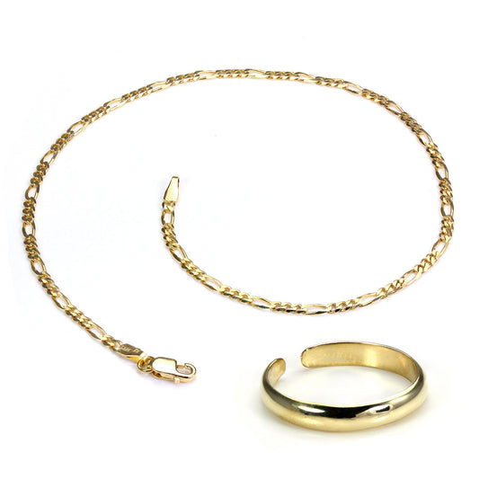Ensemble de cheville et de bague d'orteil de luxe en or 9 carats