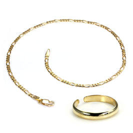 Ensemble de cheville et de bague d'orteil de luxe en or 9 carats