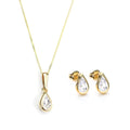 Ensemble pendentif et boucles d'oreilles à tige en or 9 carats et pierre de naissance d'avril