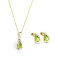 Ensemble pendentif et boucles d'oreilles à tige en or 9 carats et pierre de naissance d'août