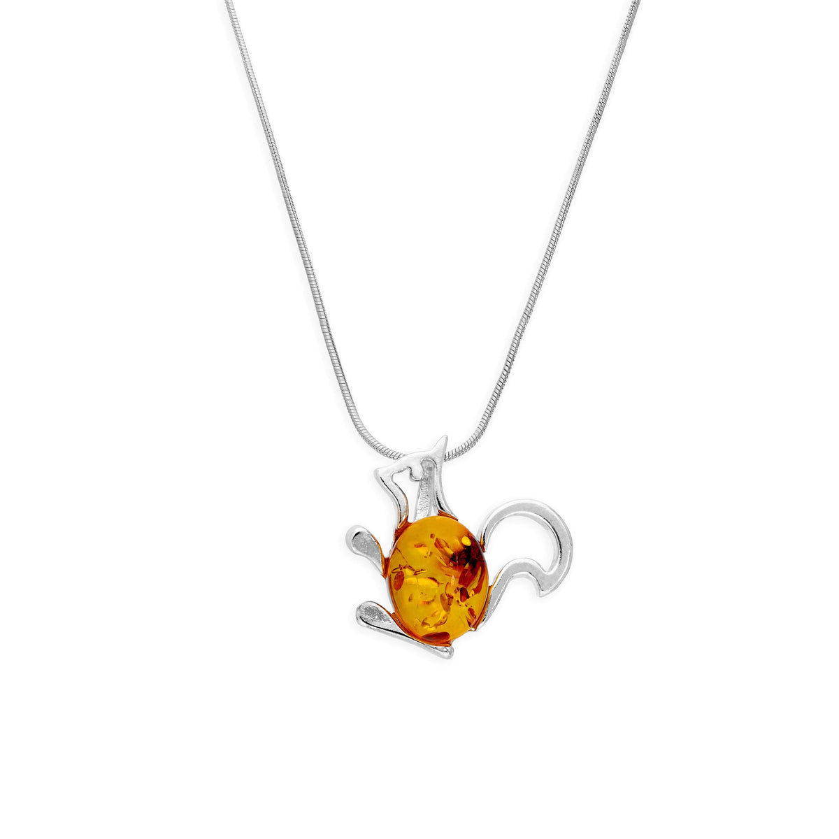 Collier avec pendentif en forme d'écureuil en argent sterling et ambre de la Baltique, 35 à 55 cm