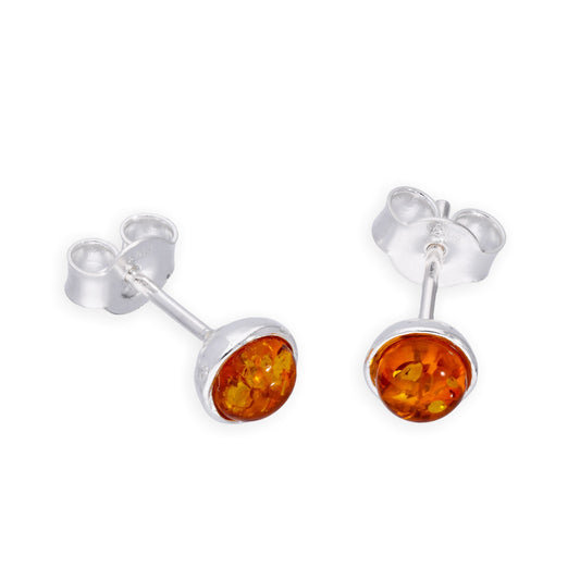 Boucles d'oreilles à tige en argent sterling et ambre de la Baltique