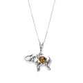 Collier avec pendentif éléphant en argent sterling et ambre de la Baltique cognac, 35 à 80 cm