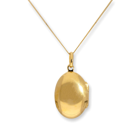 Médaillon ovale gravable en argent sterling plaqué or sur chaîne de 40 à 55 cm