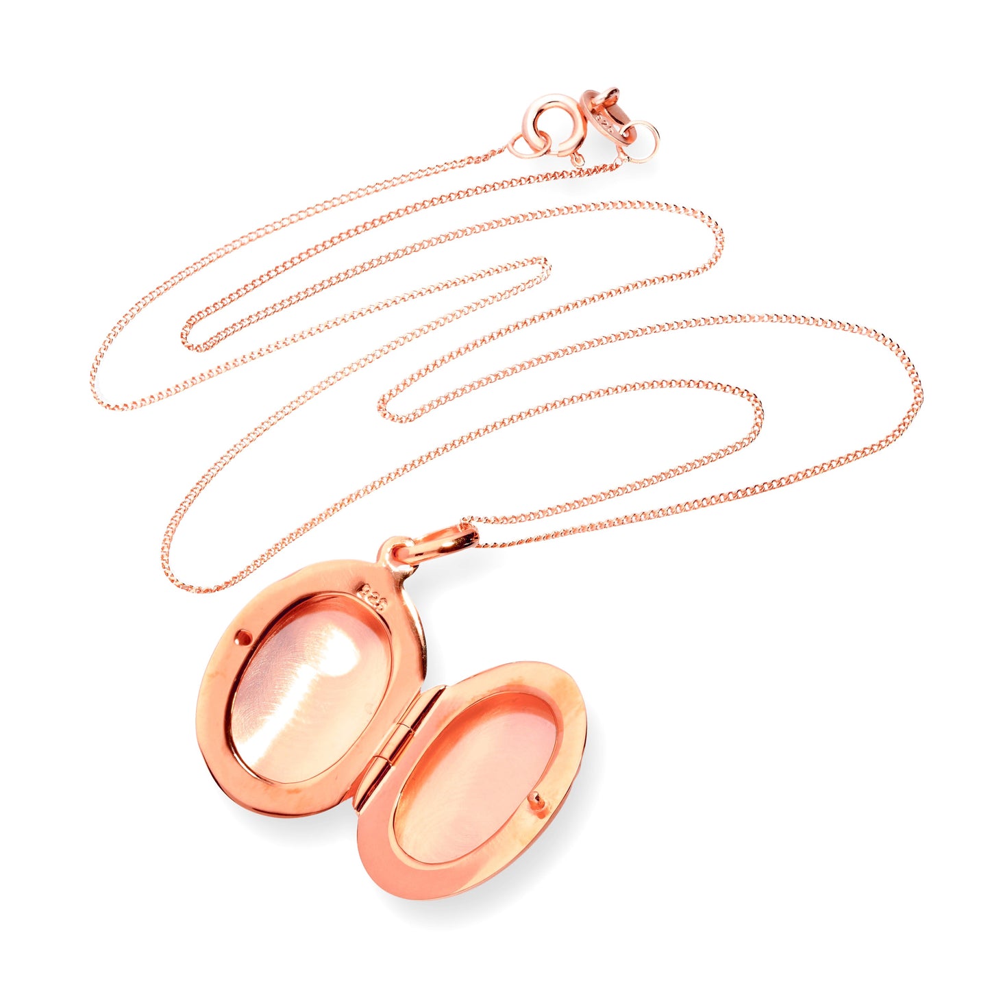 Médaillon ovale gravable en argent sterling plaqué or rose de 40 à 55 cm