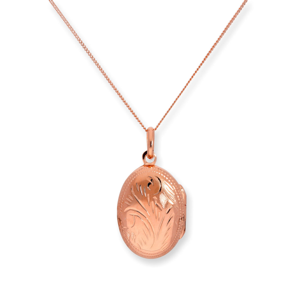 Médaillon ovale gravé en argent sterling plaqué or rose de 40 à 55 cm