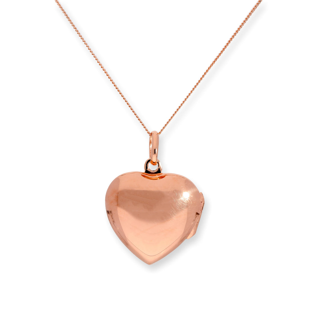 Médaillon en forme de cœur gravable en argent sterling plaqué or rose de 40 à 55 cm