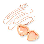 Médaillon en argent sterling plaqué or rose avec cœur gravé, 40 à 55 cm