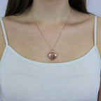 Médaillon en argent sterling plaqué or rose avec cœur gravé, 40 à 55 cm