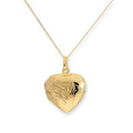 Médaillon en forme de cœur gravé en argent sterling plaqué or sur chaîne de 40 à 55 cm
