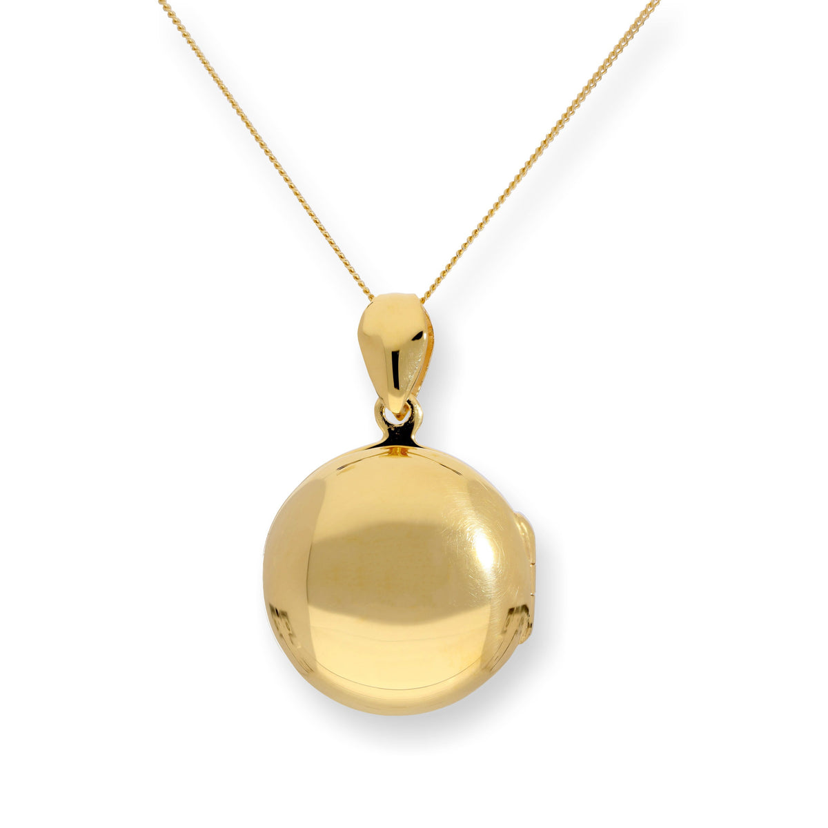 Médaillon rond gravable en argent sterling plaqué or sur chaîne de 40 à 55 cm