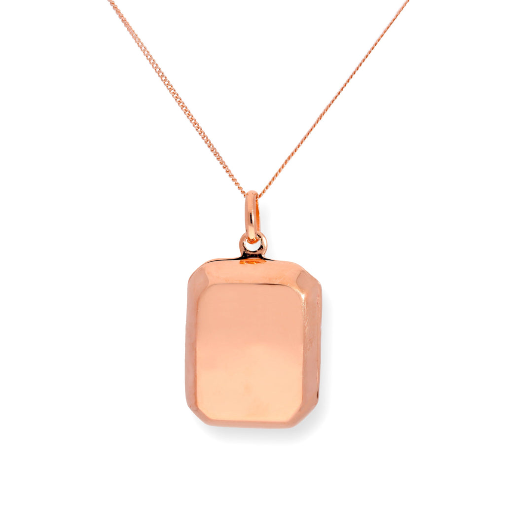 Médaillon octogonal gravable en argent sterling plaqué or rose de 40 à 55 cm