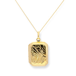 Médaillon octogonal gravé en argent sterling plaqué or de 40 à 55 cm