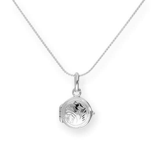 Petit médaillon rond gravé en argent sterling sur chaîne de 40 à 55 cm