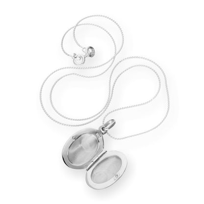 Médaillon ovale gravé en argent sterling sur chaîne de 40 à 55 cm