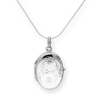Médaillon ovale en argent sterling avec tourtereaux qui s'embrassent et roses sur chaîne de 35 à 70 cm