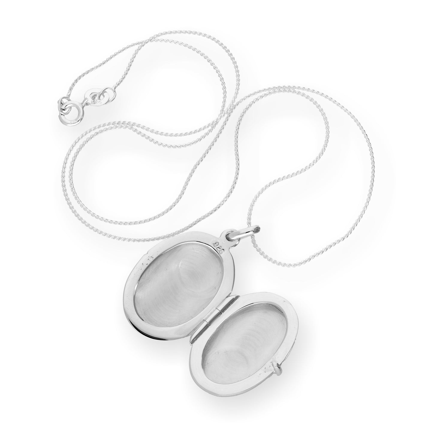Médaillon ovale gravable en argent sterling sur chaîne de 40 à 55 cm