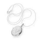 Médaillon ovale gravé en argent sterling sur chaîne de 40 à 55 cm