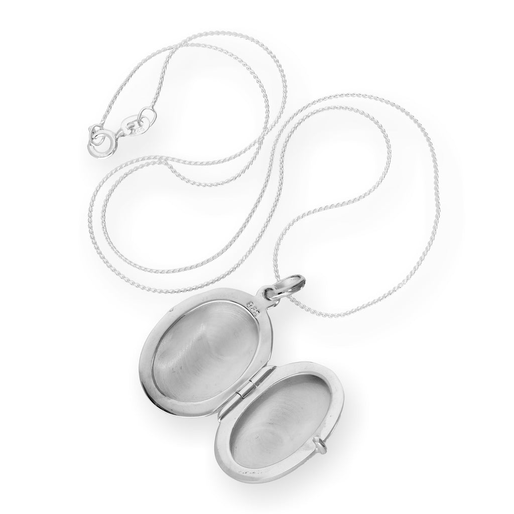 Médaillon ovale gravable en argent sterling sur chaîne de 40 à 55 cm