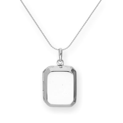 Médaillon octogonal gravable en argent sterling sur chaîne de 40 à 55 cm
