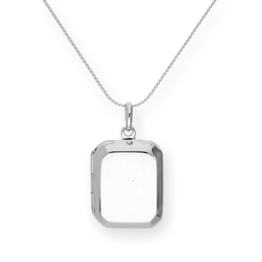 Médaillon octogonal gravable en argent sterling sur chaîne de 40 à 55 cm