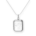 Médaillon octogonal gravé en argent sterling sur chaîne de 40 à 55 cm