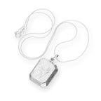 Médaillon octogonal gravé en argent sterling sur chaîne de 40 à 55 cm
