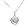 Petit médaillon en forme de cœur gravé en argent sterling et cristal CZ sur chaîne de 40 à 55 cm