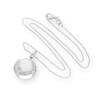 Médaillon rond gravable en argent sterling et cristal CZ sur chaîne de 40 à 55 cm